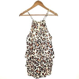 Urban Outfitters Kendal Animal Print Tiered Romper Size Small